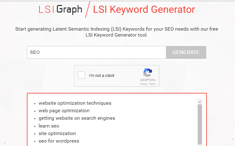 LSI Graph Keyword Generator Tool