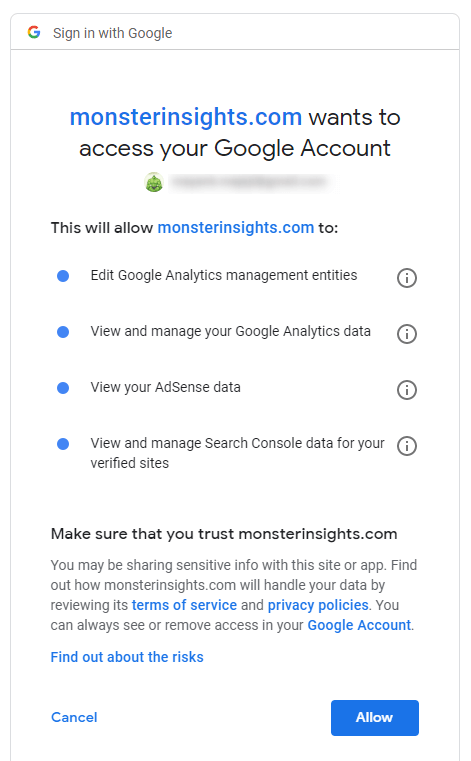 monsterinsights-accounts-google-access