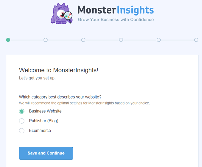 monsterinsights-setup-wizard-step1-website-category