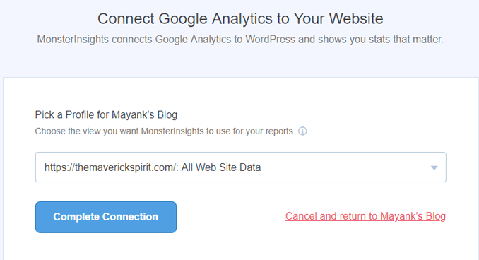 monsterinsights-website-select-from-google-analytics